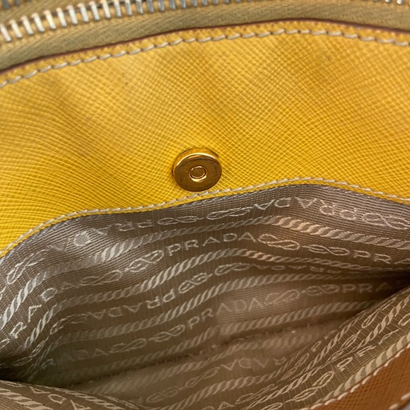 PRADA CARAMEL/MIMOSA LEATHER WRISTLET - Picture 4 of 9